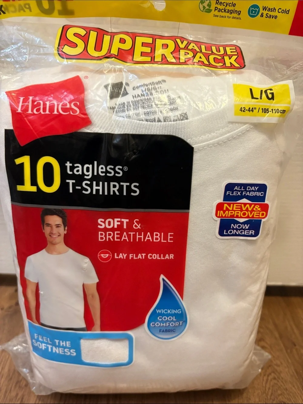 Hanes White Tagless Crew Neck T-Shirt Pack